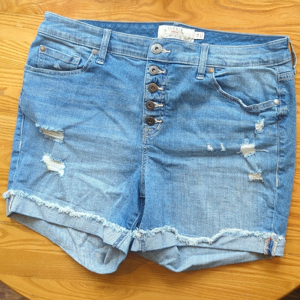 Distressed Blue Denim Shorts